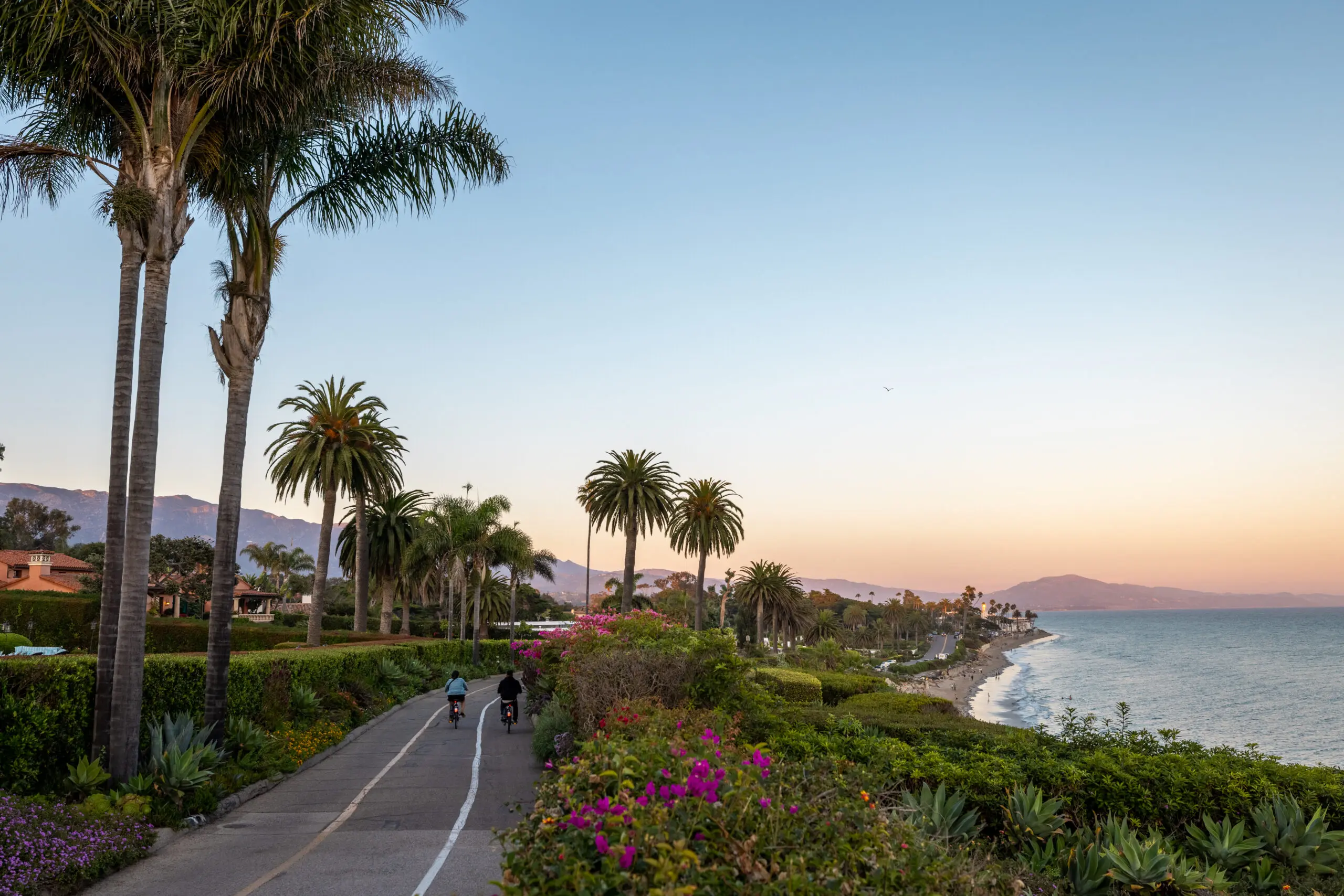 Sunset on the Santa Barbara coastline above Butterfly Beach.
